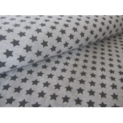 French Terry - Sterne hellgrau meliert